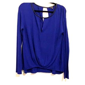Long sleeve rayon VNeck Ella moss blouse